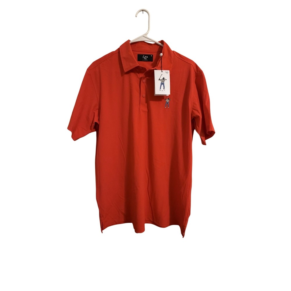 Eastside Golf Snap Placket Short Sleeve Golf Polo Shirt- Orange- Size M